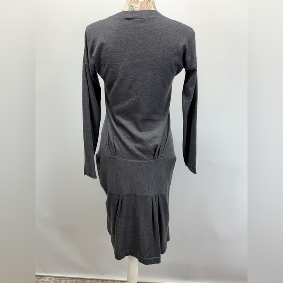 BRUNELLO CUCCINELLI Gray Cashmere long sleeve drop waist mini dress size S. - Picture 3 of 14